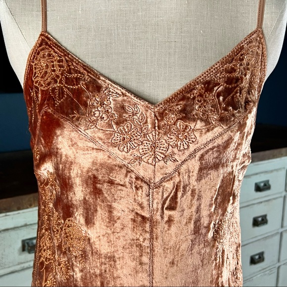 Anthropologie Lucie Embroidered Slip Velvet Dress NWOT New 2 - Picture 8 of 11